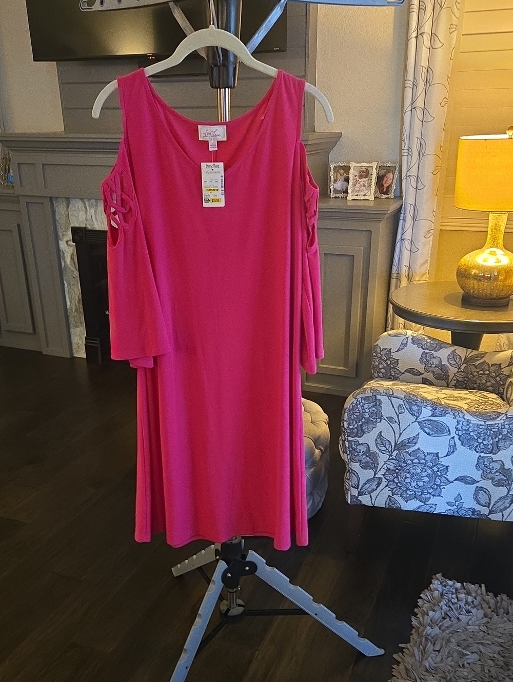 Cold-Shoulder Pink Swing Dress by Ivy LANE